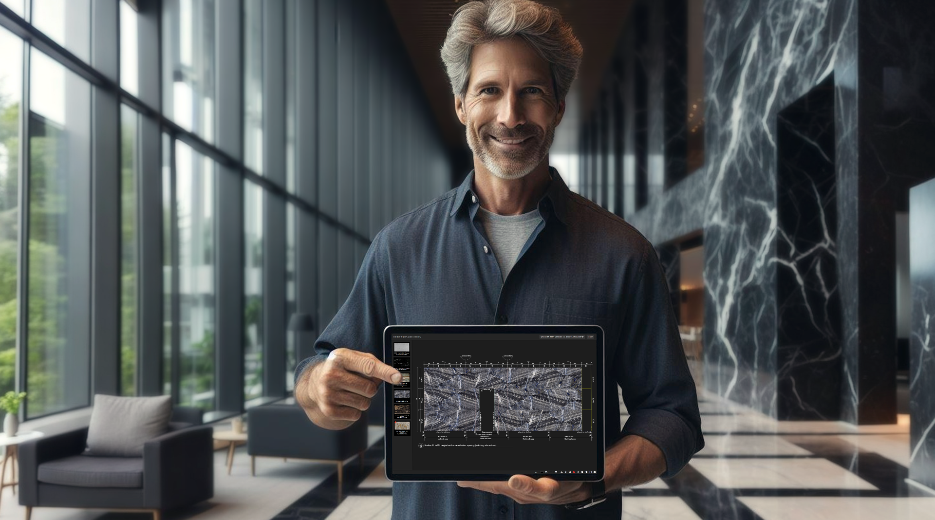 DDL project planning for natural stone on tablet